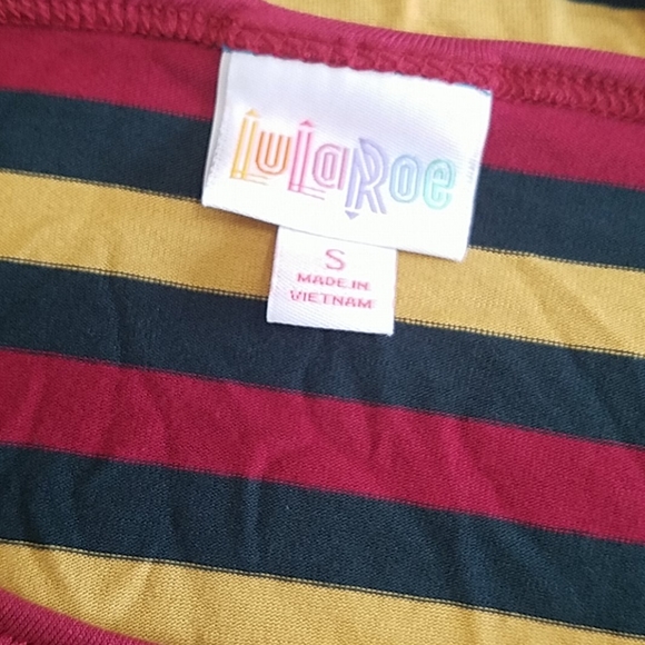 Red Gold Dark Green LuLaRoe Irma Small NEW multistripes - Picture 6 of 11